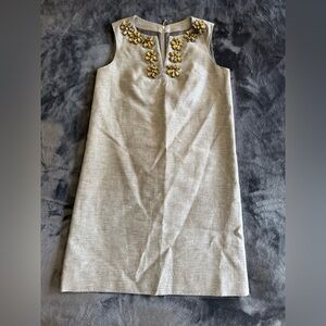 Kate Spade Grey Shift Dress with Gold Floral Accents